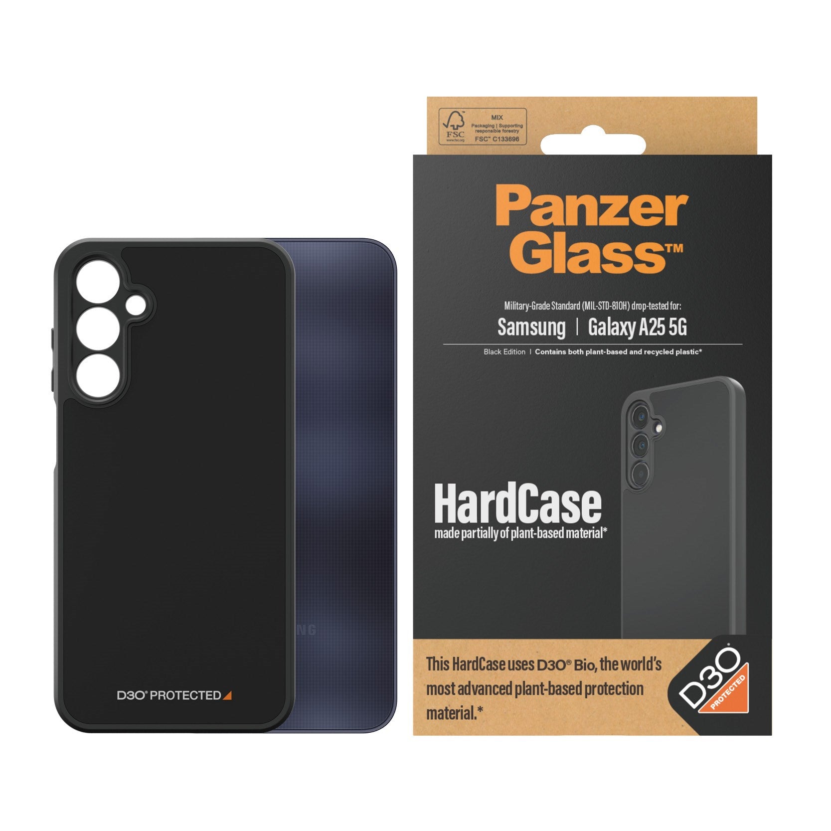 PanzerGlass® HardCase Sort med D3O® Samsung Galaxy A25 5G